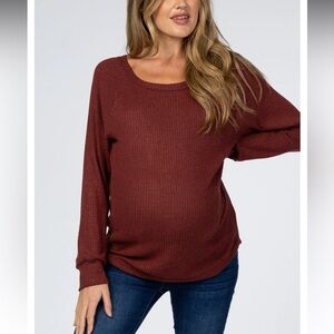 Pinkblush Wine Waffle Knit Lightweight Maternity Sweater